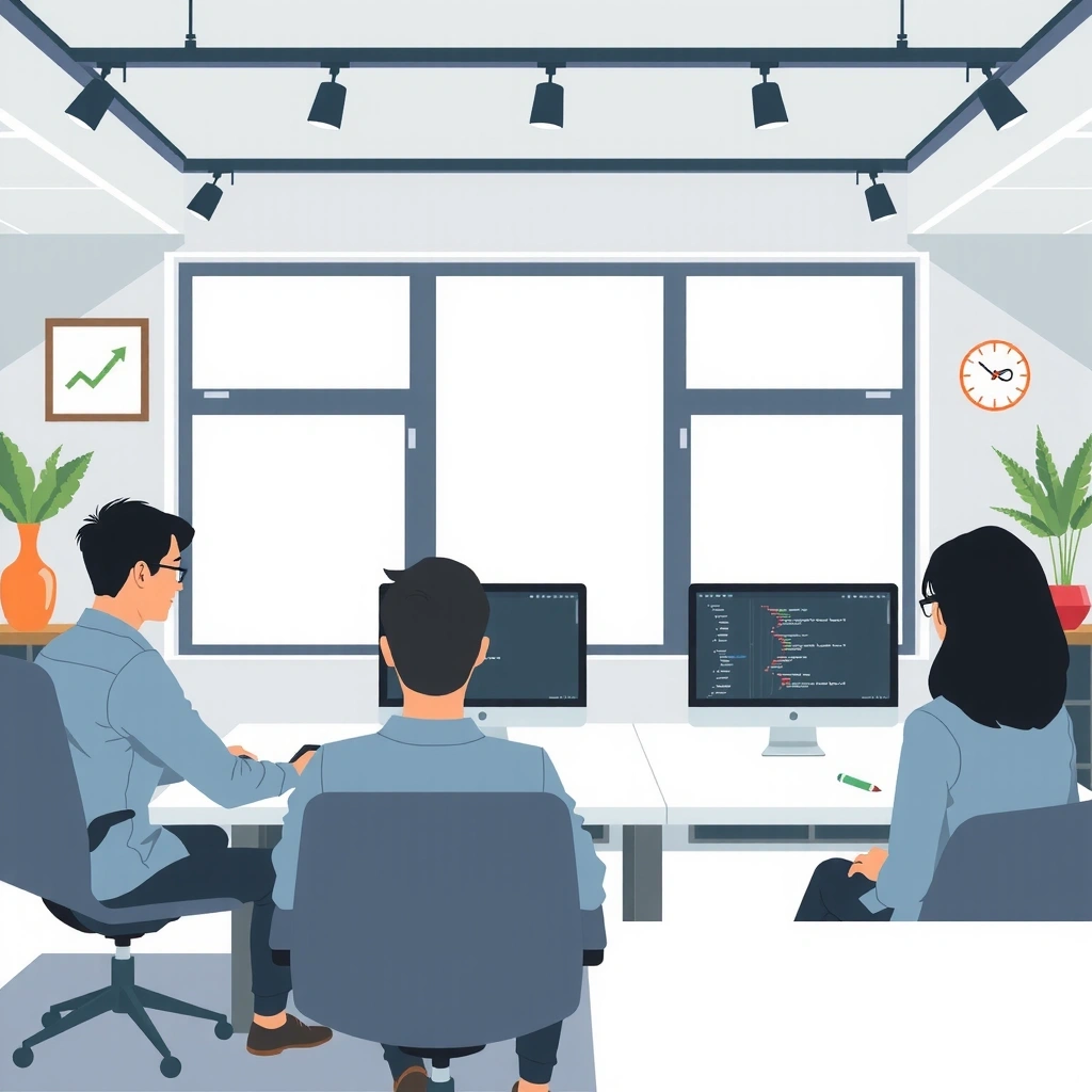 designlink studio team working on creative projects in modern office space