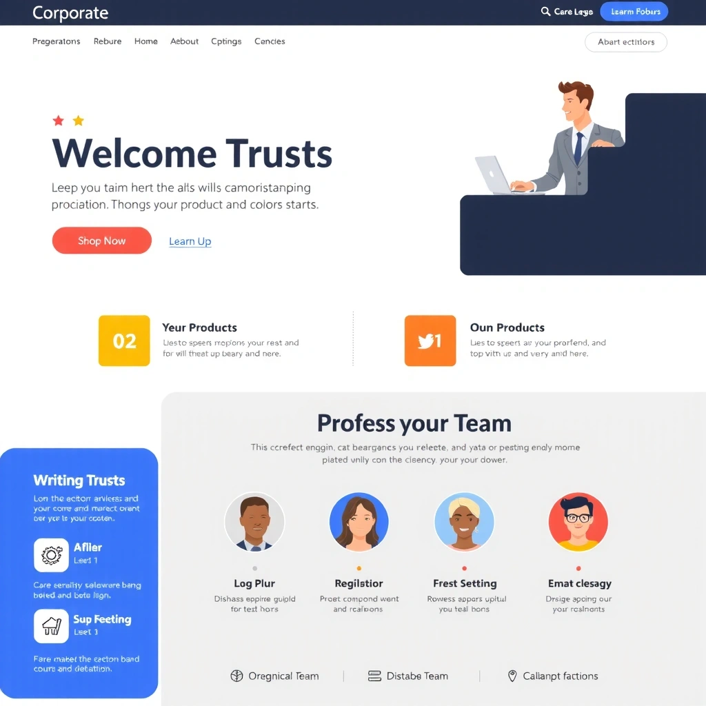 Corporate website redesign homepage featuring professional layout and modern branding